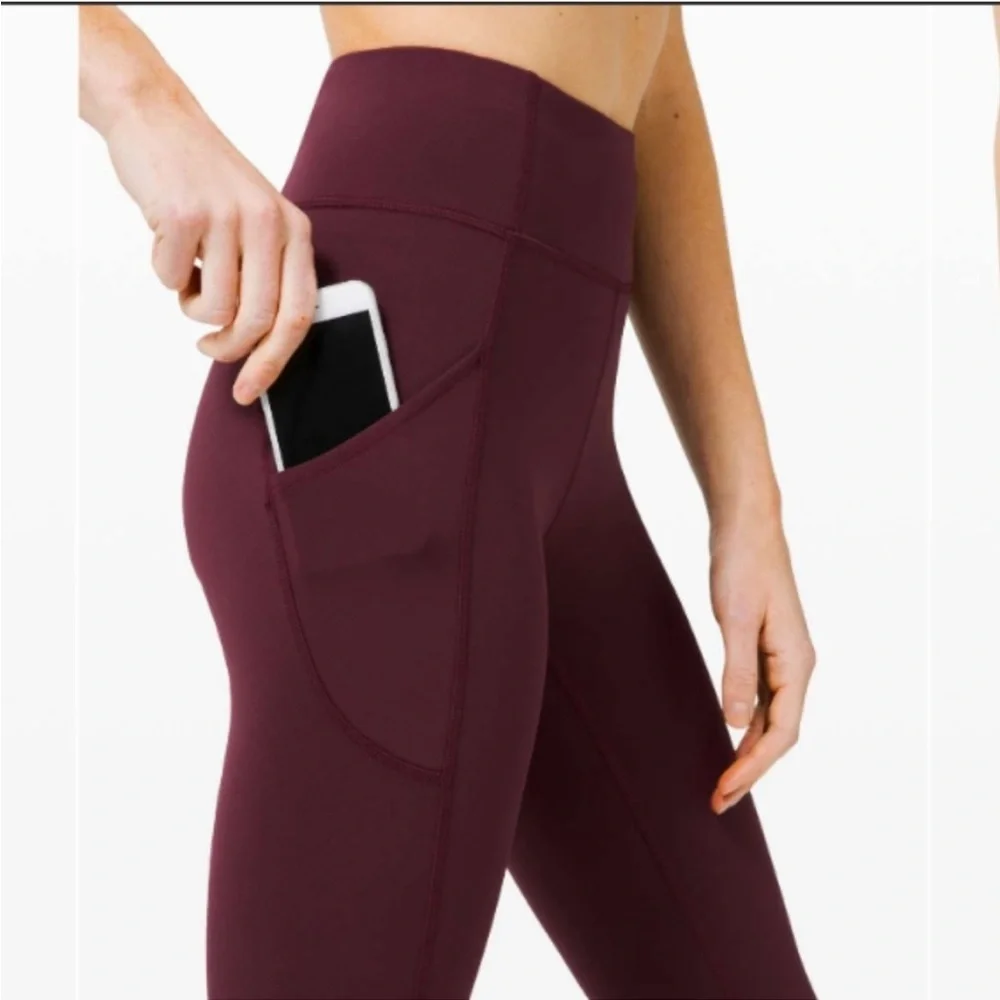 Lululemon Invigorate 25” maroon leggings - Picture 4 of 9